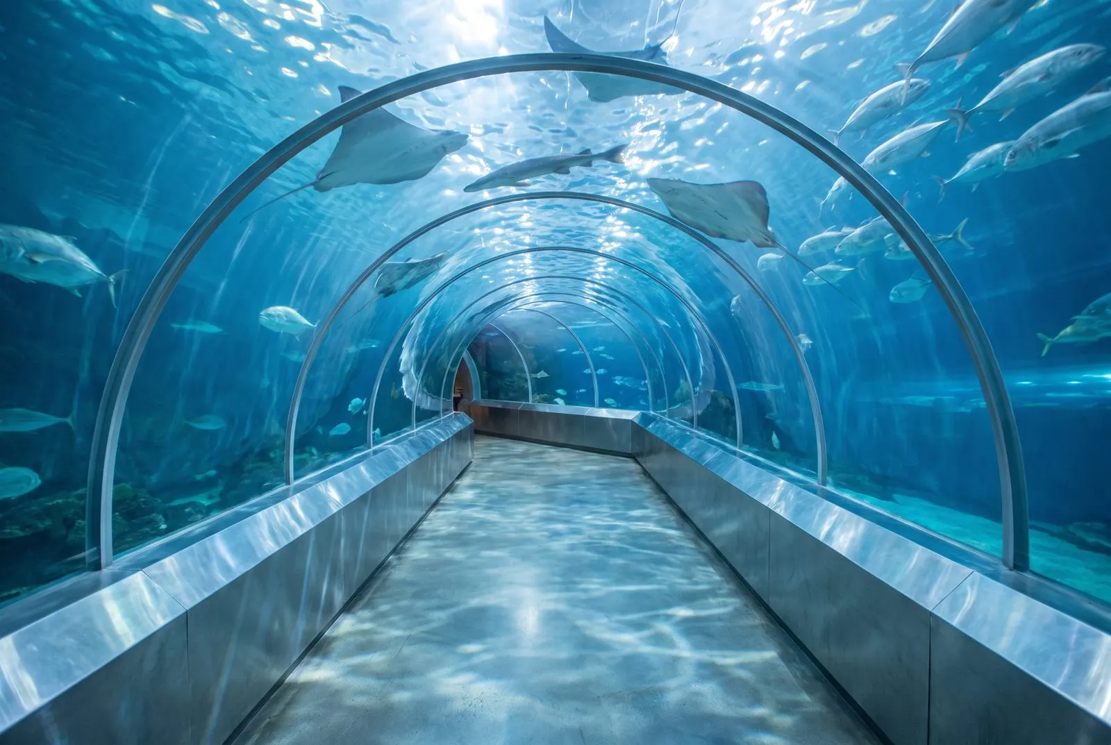 Cool blue aquarium tunnel